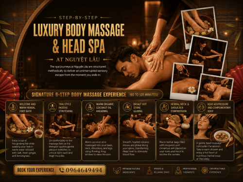 Step-by-Step Luxury Body Massage & Head Spa Experience at Nguyệt Lâu