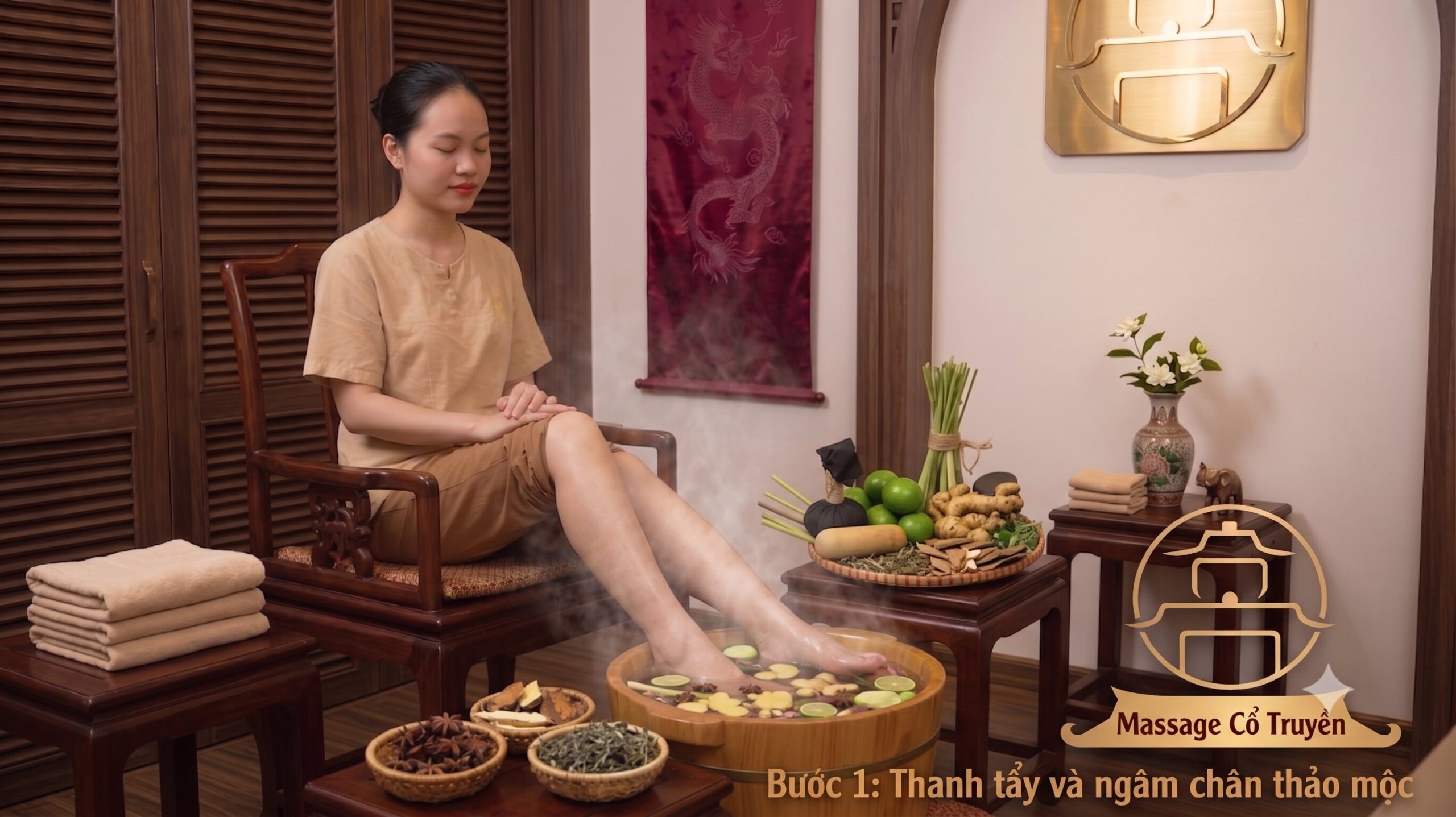 Bước 1 Quy Trình Massage Chân Tại Nguyệt Lâu