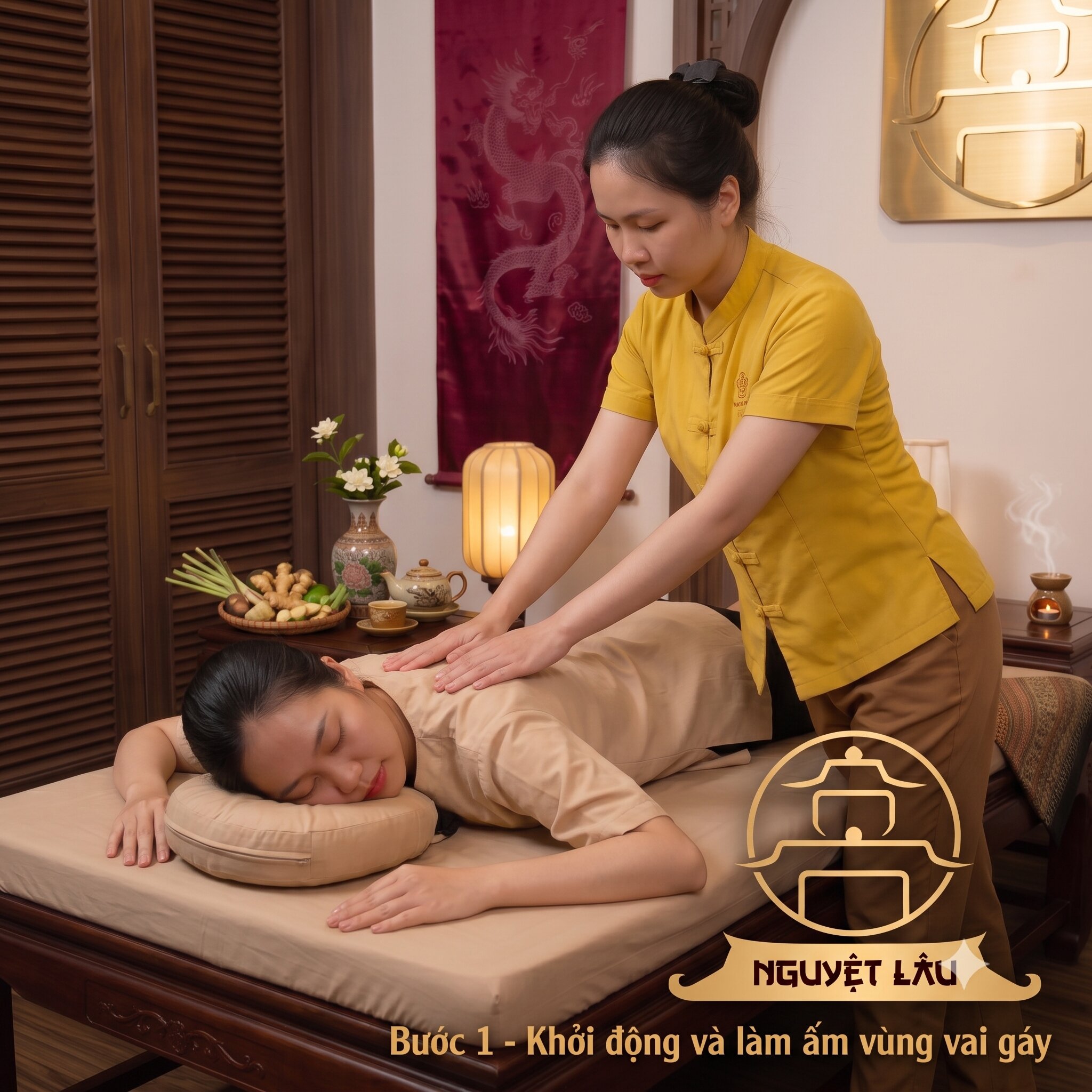 Bước 1 Quy Trình Massage Cổ Vai Gáy Tại Nguyệt Lâu