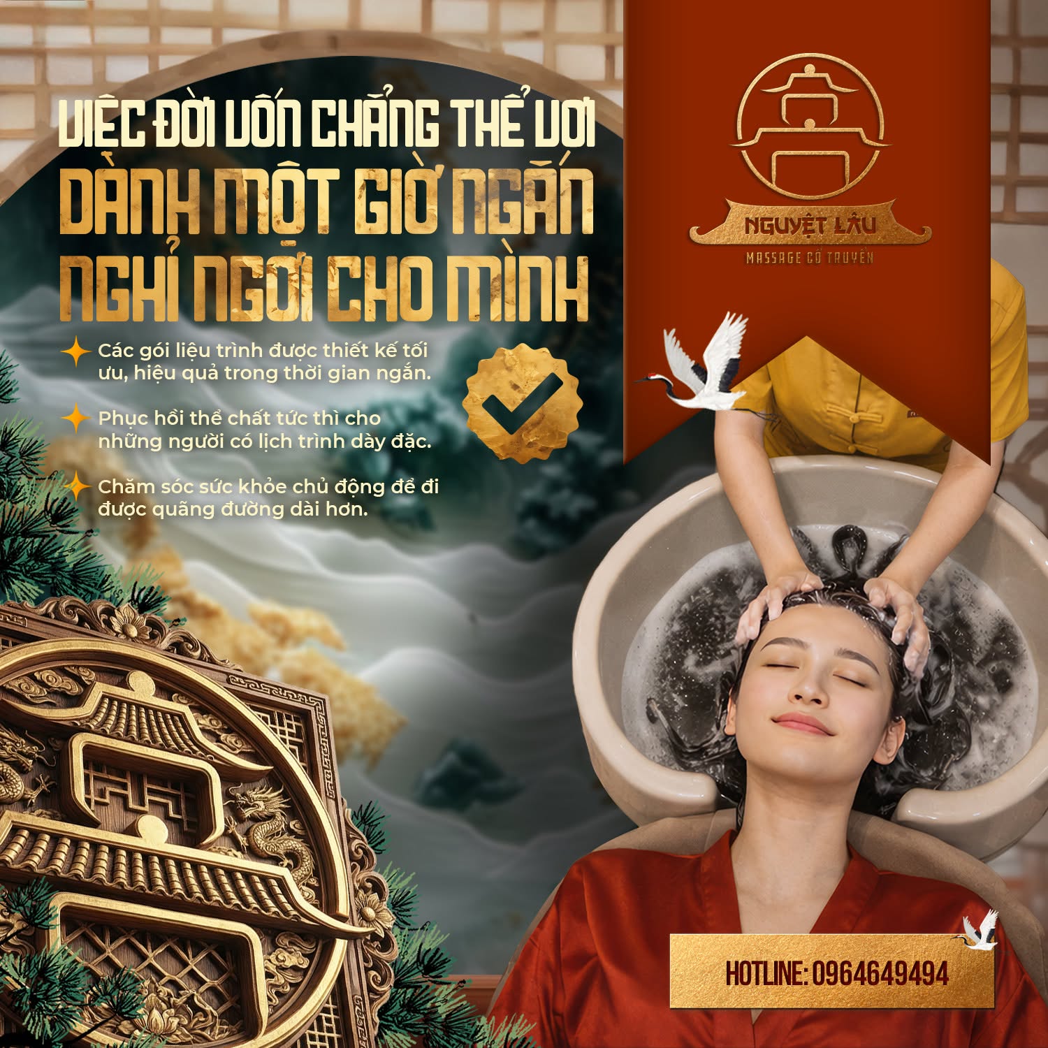 Massage Nguyệt Lâu cung cấp dịch vụ gội đầu dưỡng sinh