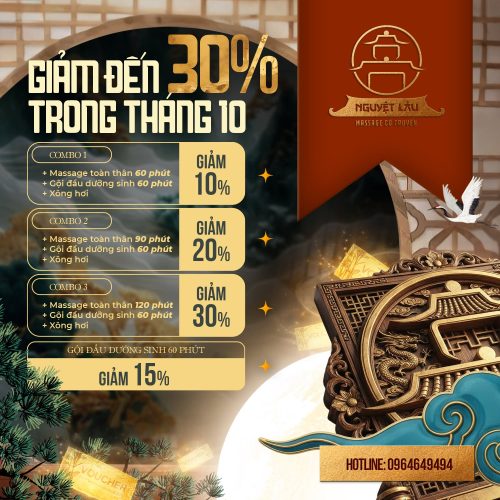 Deal giảm giá tốt tháng 10 Massage Nguyệt Lâu